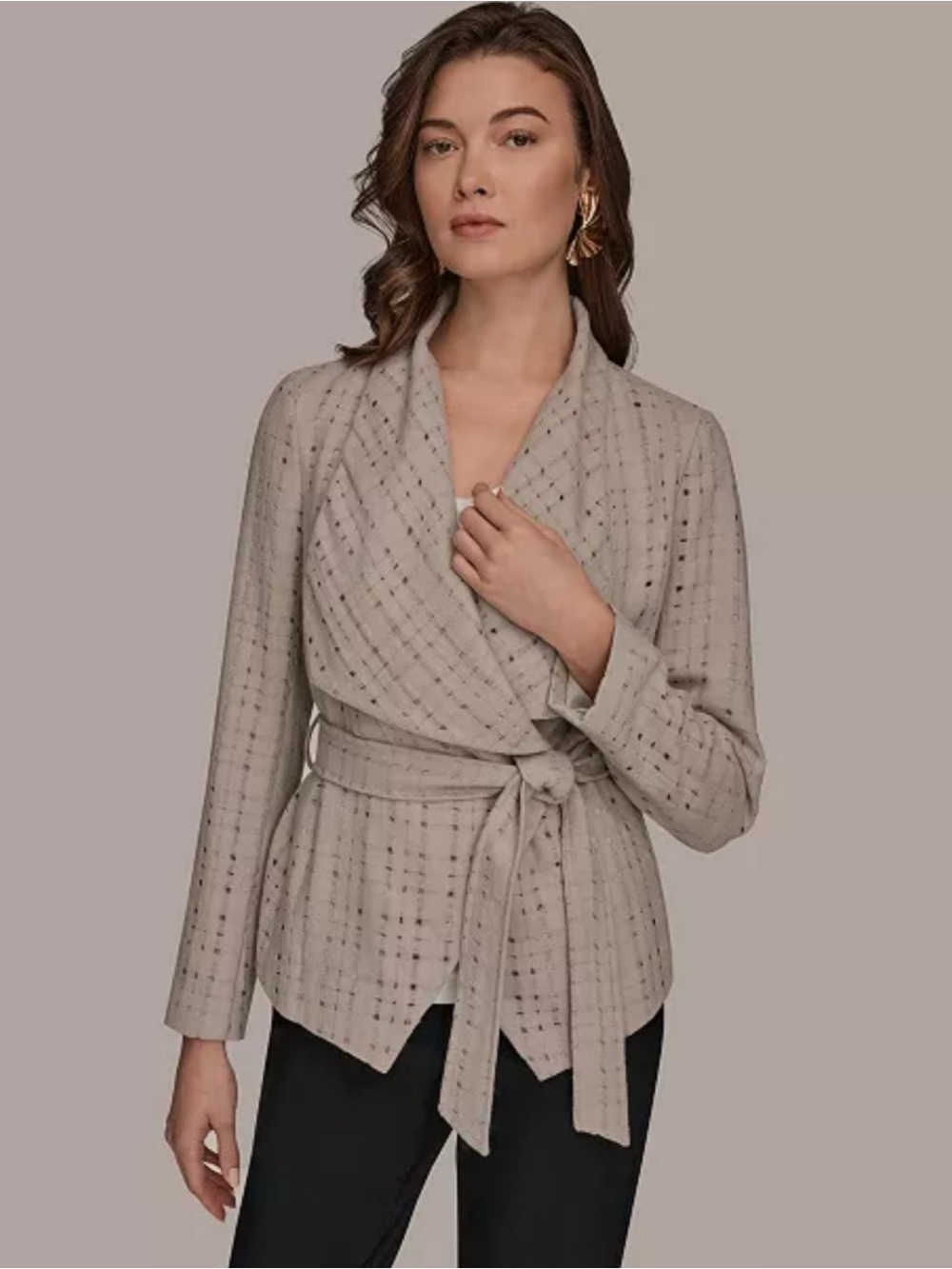 Donna Karan Shaw Collar Wrap Jacket 
Size Small